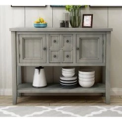 46 in. Antique Gray Standard Rectangle Wood Console Table by ATHMILE -ATHMILE Sales Store antique gray athmile console tables gz b2w20220799 31 1000