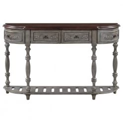 52 in. W Antique Gray Standard Rectangle Wood Console Table by ATHMILE