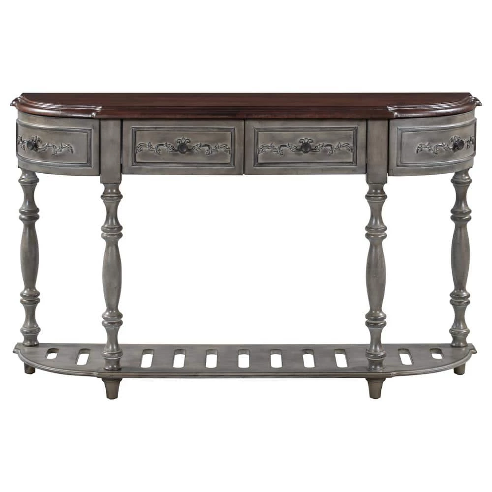 52 in. W Antique Gray Standard Rectangle Wood Console Table by ATHMILE 1 52 in. W Antique Gray Standard Rectangle Wood Console Table by ATHMILE