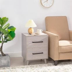 2-Drawer Antique Gray Nightstand (Set of 2) by ATHMILE -ATHMILE Sales Store antique gray athmile nightstands ddw1041pud4a 31 1000