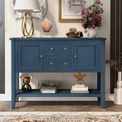 46 in. Light Navy Standard Rectangle Wood Console Table by ATHMILE 13 46 in. Light Navy Standard Rectangle Wood Console Table by ATHMILE -ATHMILE Sales Store antique navy athmile console tables gz b2w20220801 31 1000