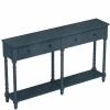 58 in. Antique Navy Standard Rectangle Wood Console Table by ATHMILE