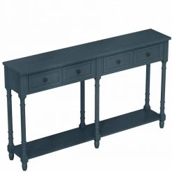 58 in. Antique Navy Standard Rectangle Wood Console Table by ATHMILE