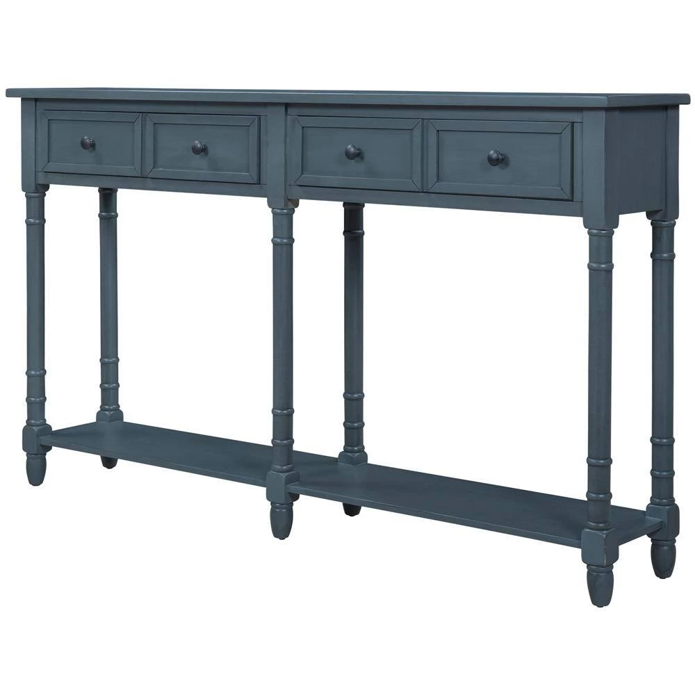 58 in. Antique Navy Standard Rectangle Wood Console Table by ATHMILE 3 58 in. Antique Navy Standard Rectangle Wood Console Table by ATHMILE - Image 3