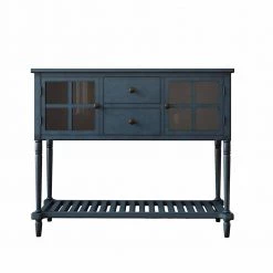 42 in. Antique Navy Standard Rectangle Wood Console Table with Bottom Shelf by ATHMILE -ATHMILE Sales Store antique navy athmile console tables z gzb2w20221138 1d 1000