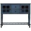 42 in. Antique Navy Standard Rectangle Wood Console Table with Bottom Shelf by ATHMILE