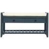 Antique Navy Storage Bench 39 in. L x 14 in. W x 19.8 in. H by ATHMILE