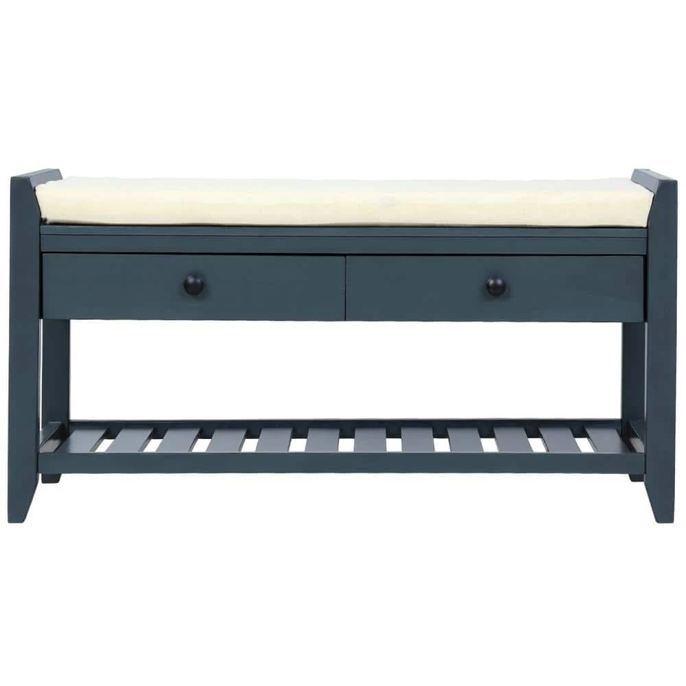 Antique Navy Storage Bench 39 in. L x 14 in. W x 19.8 in. H by ATHMILE 1 Antique Navy Storage Bench 39 in. L x 14 in. W x 19.8 in. H by ATHMILE
