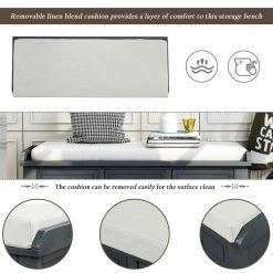 Antique Navy Storage Bench with 3-Drawers and 3-Rattan Baskets 42.1 in. L x 15.4 in. W x 18.7 in. H by ATHMILE 11 Antique Navy Storage Bench with 3-Drawers and 3-Rattan Baskets 42.1 in. L x 15.4 in. W x 18.7 in. H by ATHMILE -ATHMILE Sales Store antique navy athmile dining benches gz b2w20220666 1f 1000