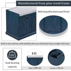 Antique Navy Storage Bench 43 in. L x 15.7 in. W x 20 in. H by ATHMILE 14 Antique Navy Storage Bench 43 in. L x 15.7 in. W x 20 in. H by ATHMILE -ATHMILE Sales Store antique navy athmile dining benches gz b2w20221207 44 1000