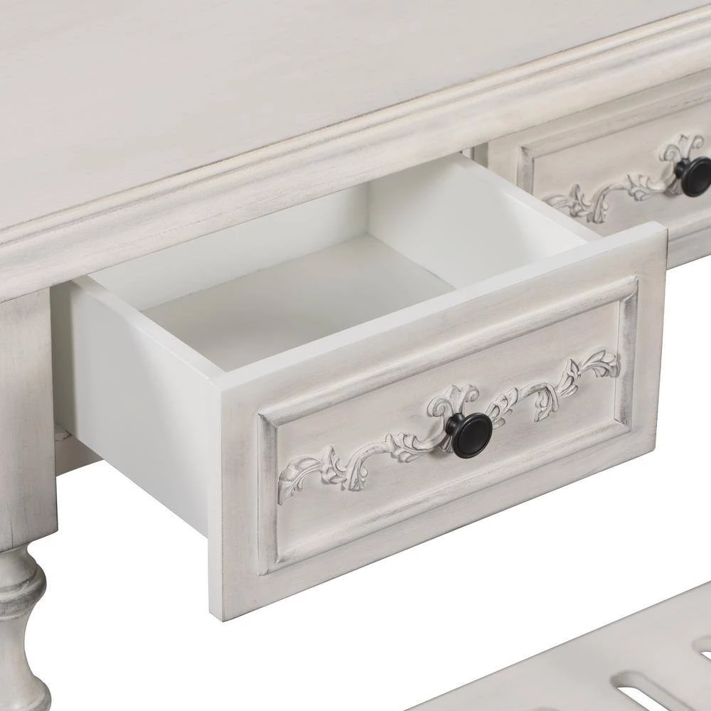 52 in. W Antique White Standard Rectangle Wood Console Table by ATHMILE 7 52 in. W Antique White Standard Rectangle Wood Console Table by ATHMILE - Image 7