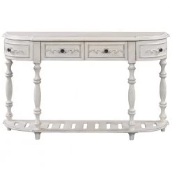 52 in. W Antique White Standard Rectangle Wood Console Table by ATHMILE