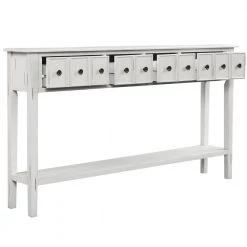 60.03 in. W White Standard Rectangle Wood Console Table by ATHMILE -ATHMILE Sales Store antique white athmile console tables gz b2w20221370 76 1000