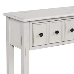 60.03 in. W White Standard Rectangle Wood Console Table by ATHMILE -ATHMILE Sales Store antique white athmile console tables gz b2w20221370 fa 1000