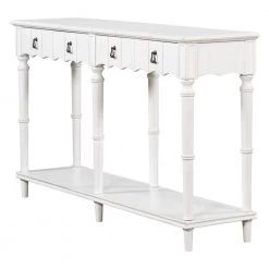 63 in. Antique White Standard Rectangle Wood Console Table with 4 Drawers and 1 Shelf by ATHMILE 13 63 in. Antique White Standard Rectangle Wood Console Table with 4 Drawers and 1 Shelf by ATHMILE -ATHMILE Sales Store antique white athmile console tables gz b2w20222072 1f 1000