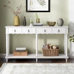 63 in. Antique White Standard Rectangle Wood Console Table with 4 Drawers and 1 Shelf by ATHMILE 17 63 in. Antique White Standard Rectangle Wood Console Table with 4 Drawers and 1 Shelf by ATHMILE -ATHMILE Sales Store antique white athmile console tables gz b2w20222072 31 1000