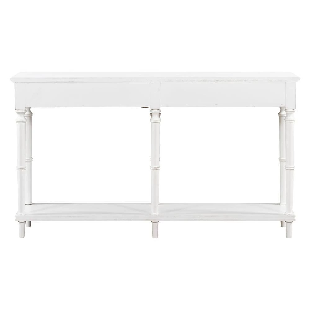 63 in. Antique White Standard Rectangle Wood Console Table with 4 Drawers and 1 Shelf by ATHMILE 8 63 in. Antique White Standard Rectangle Wood Console Table with 4 Drawers and 1 Shelf by ATHMILE - Image 8