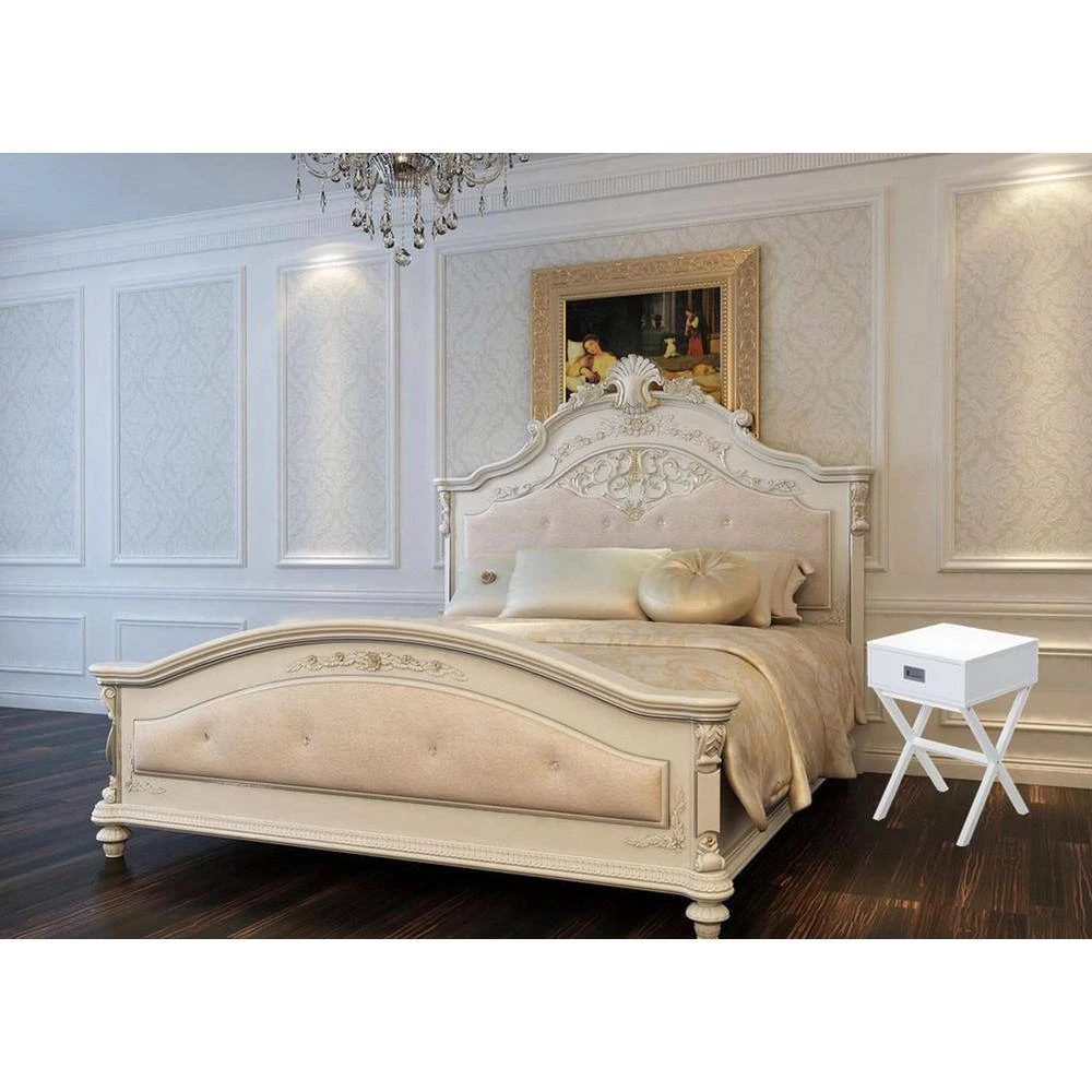 1-Drawer Antique White Nightstand (Set of 2) by ATHMILE 7 1-Drawer Antique White Nightstand (Set of 2) by ATHMILE - Image 7