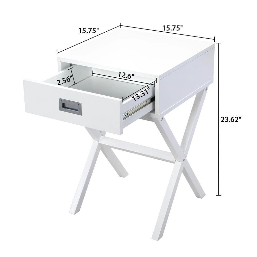 1-Drawer Antique White Nightstand (Set of 2) by ATHMILE 6 1-Drawer Antique White Nightstand (Set of 2) by ATHMILE - Image 6