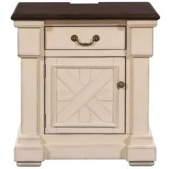 1-Drawers Antique White Nightstand with Charging Ports (23.6"L x 16.7"W x 27.6"H) by ATHMILE -ATHMILE Sales Store antique white athmile nightstands gz b2w20221421 76 1000