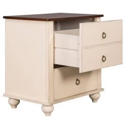 2-Drawers Antique White Nightstand 23.62 in. L x 15.75 in. W x 25 in. H by ATHMILE -ATHMILE Sales Store antique white athmile nightstands gz b2w20221611 44 1000