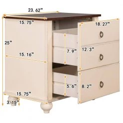 2-Drawers Antique White Nightstand 23.62 in. L x 15.75 in. W x 25 in. H by ATHMILE -ATHMILE Sales Store antique white athmile nightstands gz b2w20221611 4f 1000