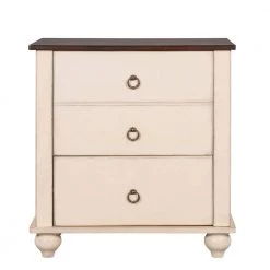 2-Drawers Antique White Nightstand 23.62 in. L x 15.75 in. W x 25 in. H by ATHMILE