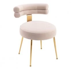 Beige Velvet Accent Side Chair (Set of 1) by ATHMILE