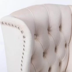 Beige Wingback Breakfast Chairs with Nailhead-Trim (Set of 2) by ATHMILE 12 Beige Wingback Breakfast Chairs with Nailhead-Trim (Set of 2) by ATHMILE -ATHMILE Sales Store beige athmile dining chairs gz b2w20222145 4f 1000