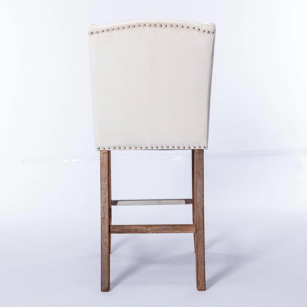 Beige Wingback Breakfast Chairs with Nailhead-Trim (Set of 2) by ATHMILE 8 Beige Wingback Breakfast Chairs with Nailhead-Trim (Set of 2) by ATHMILE - Image 8