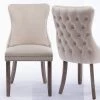 Beige Upholstered Dining Chair with Backstitching Nailhead Trim (Set of 2) by ATHMILE