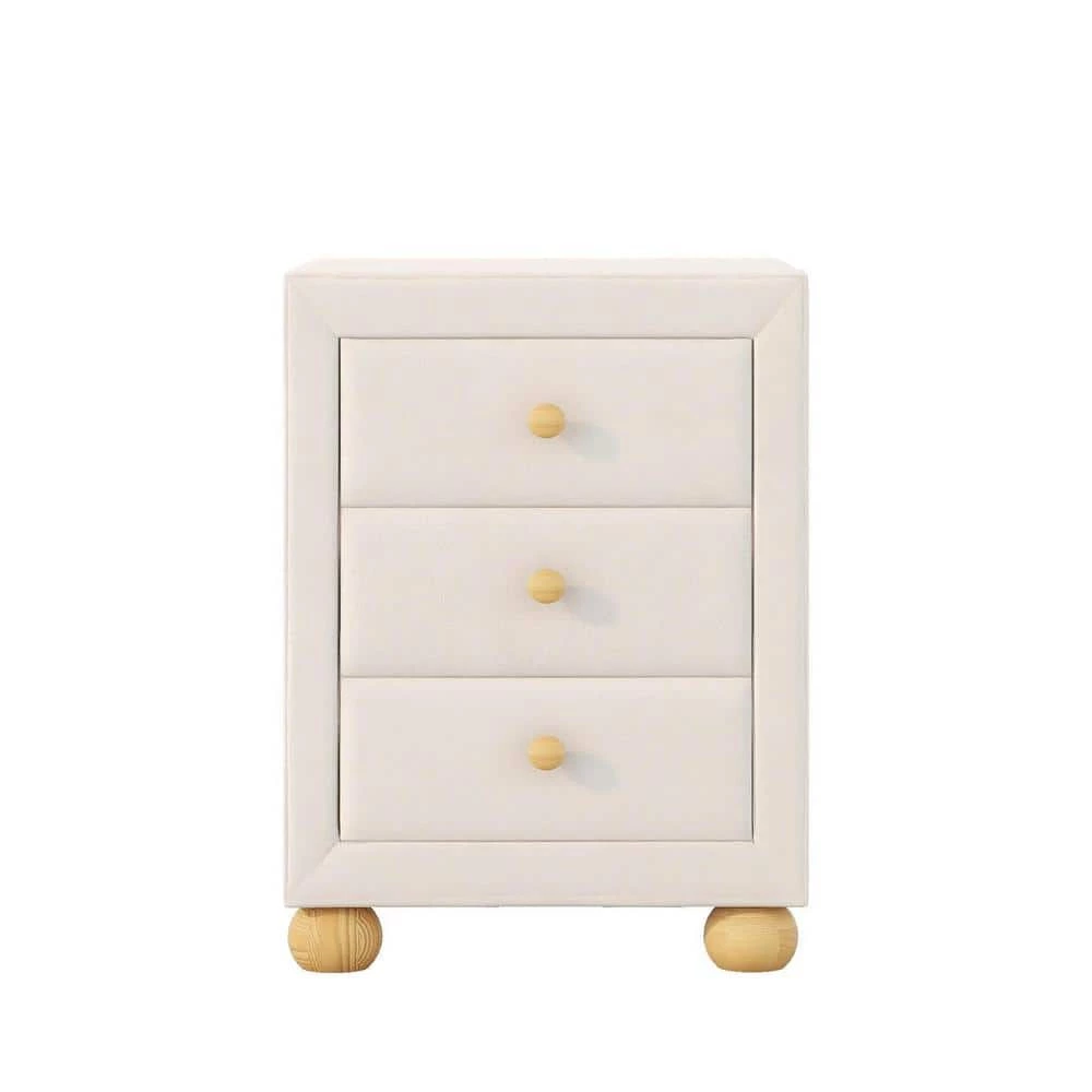 3-Drawers Upholstered Beige Nightstand (17 in. L x 15.7 in. W x 21 in. H) by ATHMILE 1 3-Drawers Upholstered Beige Nightstand (17 in. L x 15.7 in. W x 21 in. H) by ATHMILE