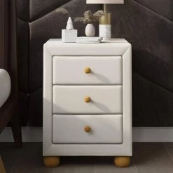 3-Drawers Upholstered Beige Nightstand (17 in. L x 15.7 in. W x 21 in. H) by ATHMILE 11 3-Drawers Upholstered Beige Nightstand (17 in. L x 15.7 in. W x 21 in. H) by ATHMILE -ATHMILE Sales Store beige athmile nightstands gz b2w20221696 c3 1000