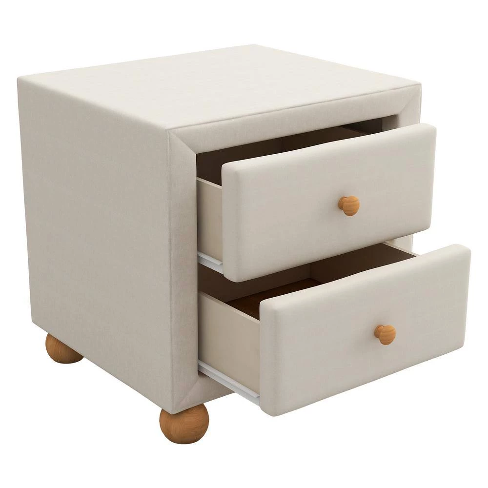 2-Drawers Upholstered Beige Nightstand (20.9 in. L x 18.1 in. W x 18.2 in. H) by ATHMILE 6 2-Drawers Upholstered Beige Nightstand (20.9 in. L x 18.1 in. W x 18.2 in. H) by ATHMILE - Image 6