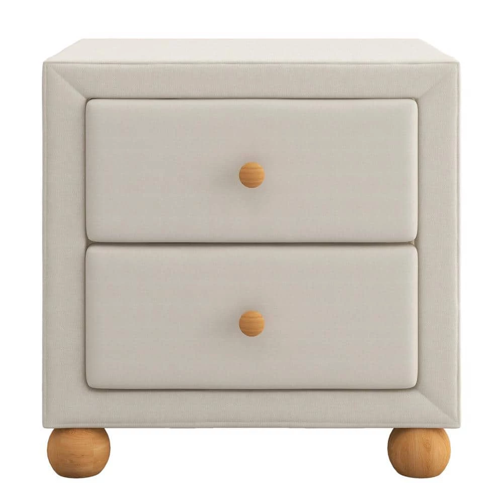 2-Drawers Upholstered Beige Nightstand (20.9 in. L x 18.1 in. W x 18.2 in. H) by ATHMILE 1 2-Drawers Upholstered Beige Nightstand (20.9 in. L x 18.1 in. W x 18.2 in. H) by ATHMILE