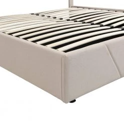 83 in. Beige Queen size Upholstered Platform bed with a Hydraulic Storage System by ATHMILE -ATHMILE Sales Store beige athmile platform beds gz b2w20220782 4f 1000