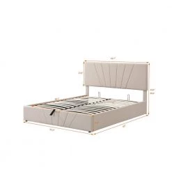 83 in. Beige Queen size Upholstered Platform bed with a Hydraulic Storage System by ATHMILE -ATHMILE Sales Store beige athmile platform beds gz b2w20220782 c3 1000