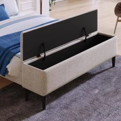 99 in. W Beige Upholstered Storage Bed Frame with Storage Ottoman Bench by ATHMILE -ATHMILE Sales Store beige athmile platform beds gz b2w20222039 44 1000