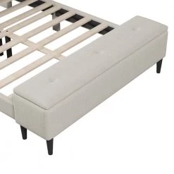 99 in. W Beige Upholstered Storage Bed Frame with Storage Ottoman Bench by ATHMILE -ATHMILE Sales Store beige athmile platform beds gz b2w20222039 76 1000