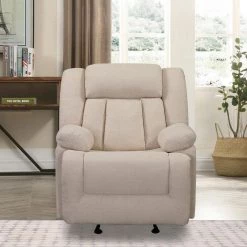 Beige Fabric Recliner Chair with Thick Seat and Backrest(Set of 1) by ATHMILE -ATHMILE Sales Store beige athmile recliners gz b2w20221390 31 1000