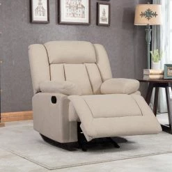 Beige Fabric Recliner Chair with Thick Seat and Backrest(Set of 1) by ATHMILE -ATHMILE Sales Store beige athmile recliners gz b2w20221390 4f 1000