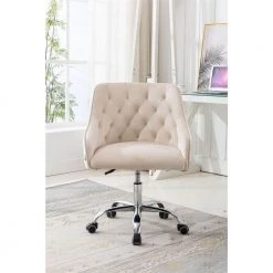 Beige Velvet Upholstered Swivel Task Chair with Sloped Arm by ATHMILE 15 Beige Velvet Upholstered Swivel Task Chair with Sloped Arm by ATHMILE -ATHMILE Sales Store beige athmile task chairs gz b2w20221155 31 1000