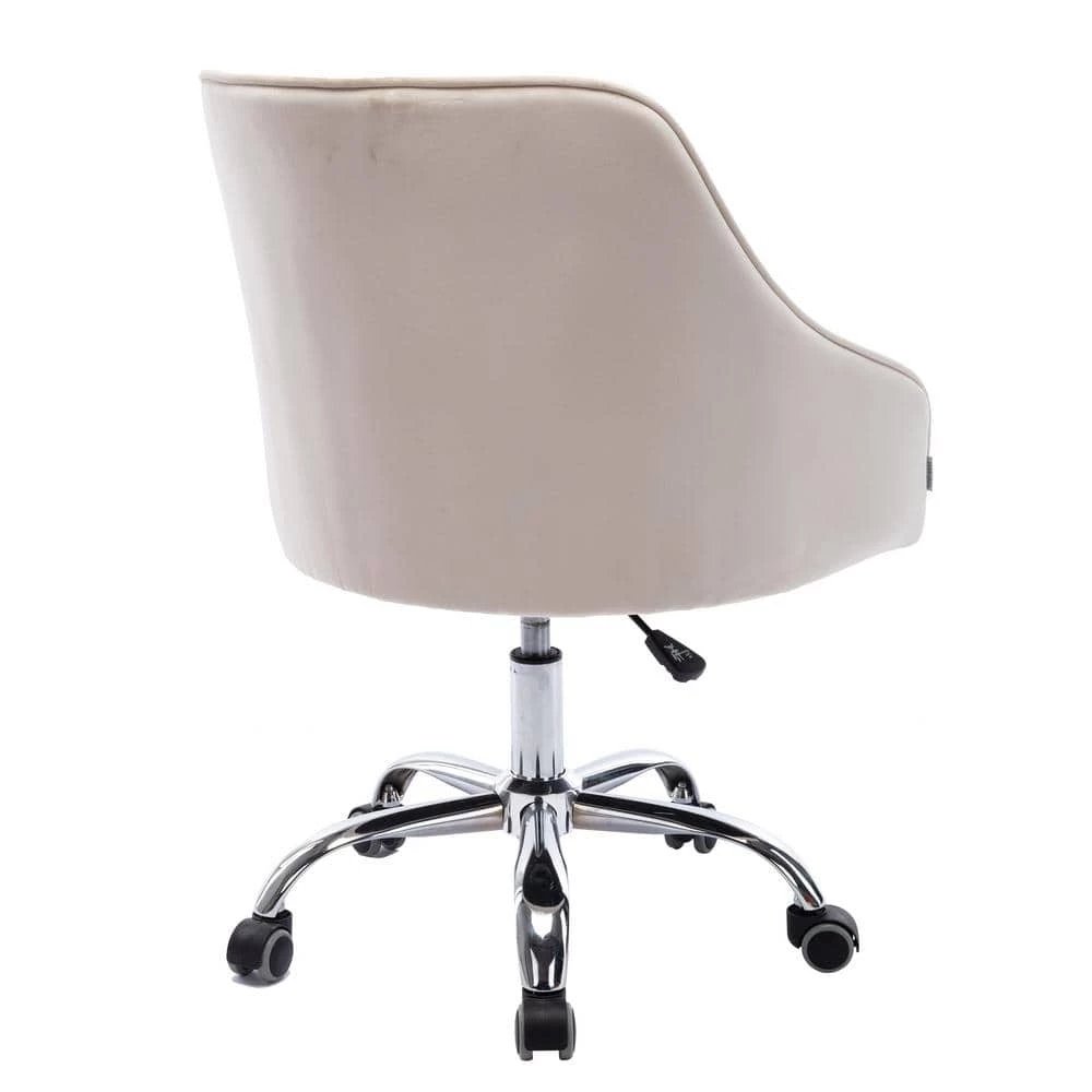 Beige Velvet Upholstered Swivel Task Chair with Sloped Arm by ATHMILE 2 Beige Velvet Upholstered Swivel Task Chair with Sloped Arm by ATHMILE - Image 2