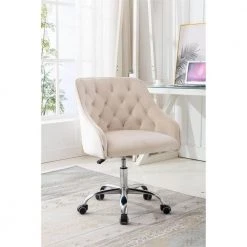 Beige Velvet Upholstered Swivel Task Chair with Sloped Arm by ATHMILE 14 Beige Velvet Upholstered Swivel Task Chair with Sloped Arm by ATHMILE -ATHMILE Sales Store beige athmile task chairs gz b2w20221155 fa 1000