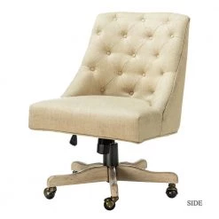 Modern Beige Fabric Office Chair with Tufted Back by ATHMILE