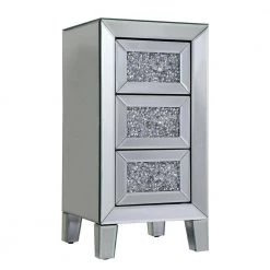 3-Drawer Black and Silver Nightstand by ATHMILE