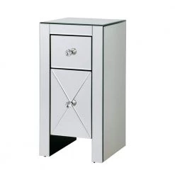 1-Drawer Black and Silver Nightstand by ATHMILE