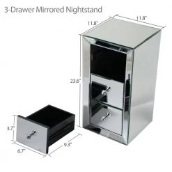 3-Drawer Black and Silver Nightstand by ATHMILE 12 3-Drawer Black and Silver Nightstand by ATHMILE -ATHMILE Sales Store black and silver athmile nightstands ddw1041s0899 44 1000