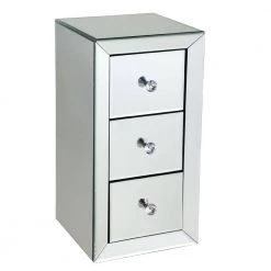 3-Drawer Black and Silver Nightstand by ATHMILE