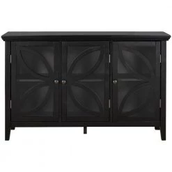 Black Accent Storage Cabinet Wooden Cabinet with Adjustable Shelf by ATHMILE